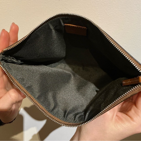 Gucci Orange Monogram Pouch – GG Satin with Leather Trim, Made in Italy - Picture 7 of 9